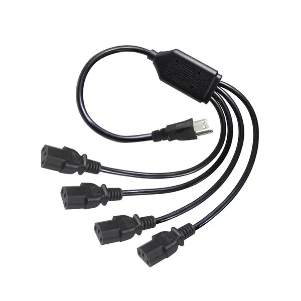 Cable Genérico Pared Extension 4 Conectores Color Negro